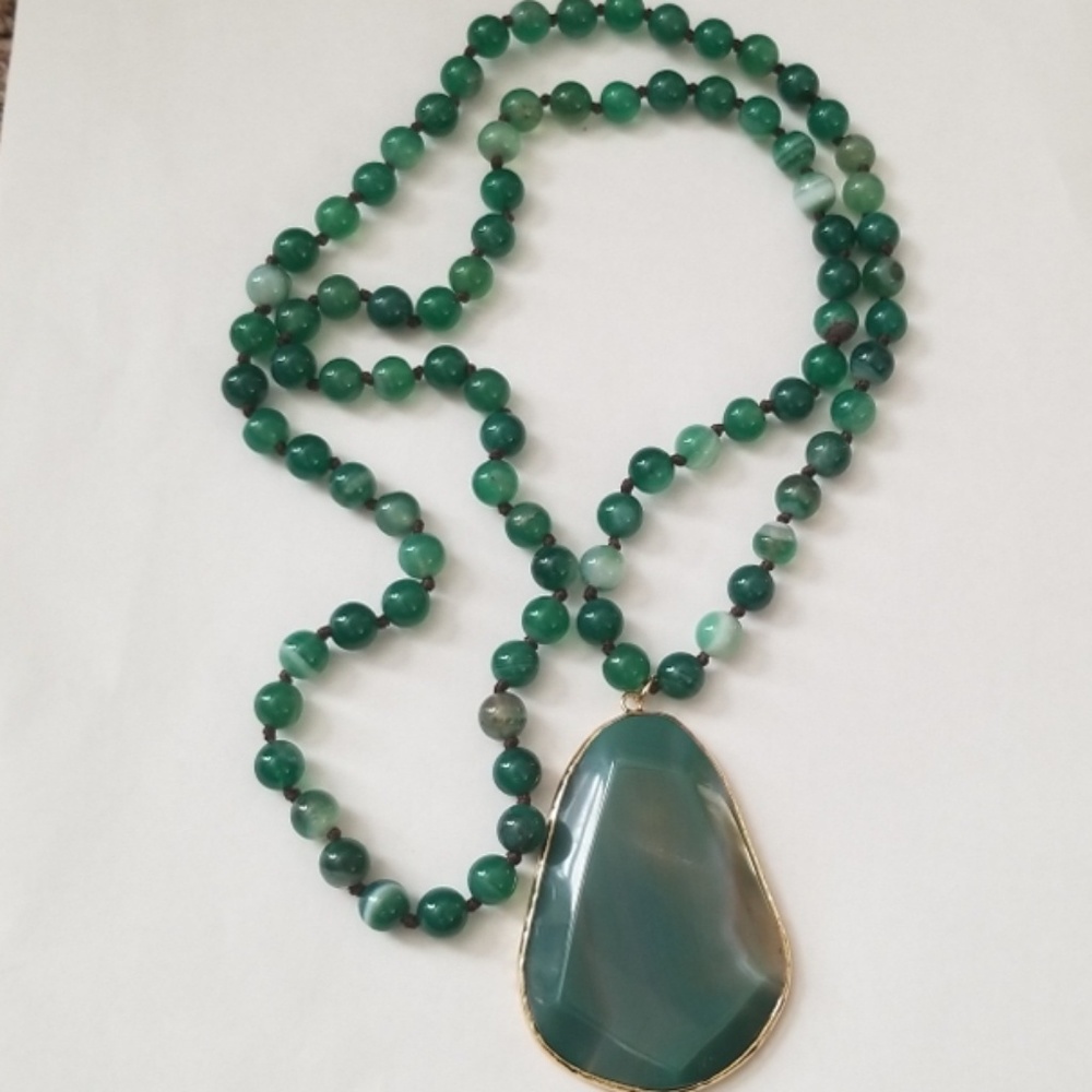 ♥️Natural Stone Pendant Statement Necklace♥️ - Picture 2 of 7